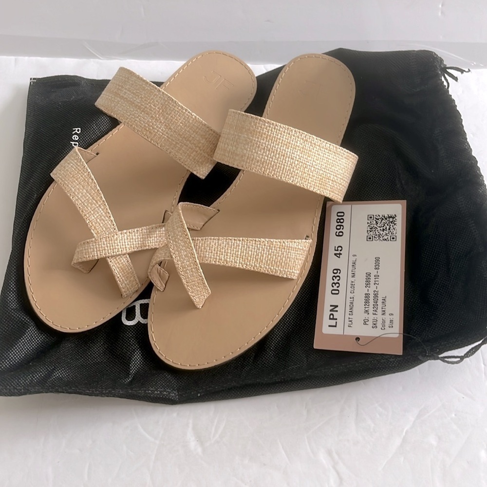 JustFab Women's Jute Natural Tan Flat Sandals Summer Shoes Size 9 New - Picture 9 of 9